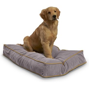 Happy Hounds Bailey Rectangle Pillow Dog Bed with Removable Cover, Smoke, Small