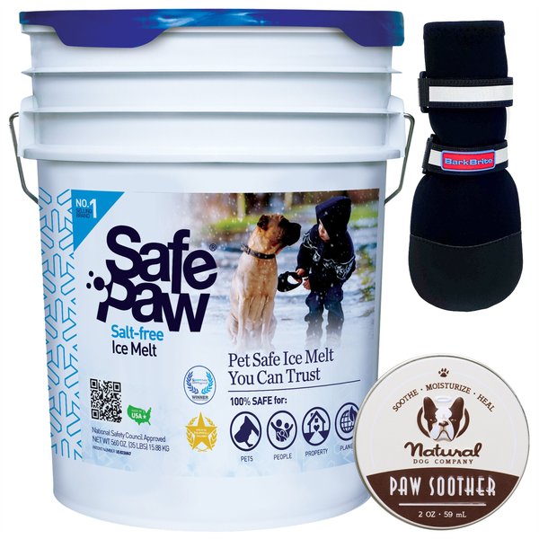 Winter Paw Protection Starter Kit - Safe Paw Ice Melt, Natural Dog Company Paw Balm, Bark Brite Dog Boots, Large slide 1 of 9