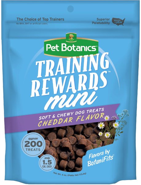 Pet Botanics Training Rewards Cheddar Soft & Chewy Dog Treats, Mini, 4-oz bag slide 1 of 10