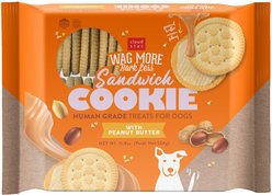 Cloud Star Wag More Bark Less Human Grade Peanut Butter Sandwich Cookie Dog Treats, 11.8-oz tray