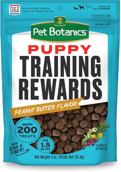 PET BOTANICS Training Rewards Soft Chewy Puppy Peanut Butter Dog Treats Mini 4 oz bag Chewy