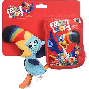 Fetch For Pets Kellogg's Froot Loops Box & Toucan Sam Plush Figure Squeaky Dog Toy, 2 count
