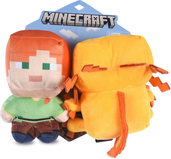 Fetch For Pets Minecraft Alex & Gold Axolotl Figure Plush Squeaky Dog Toy, Small, 2 count slide 1 of 5