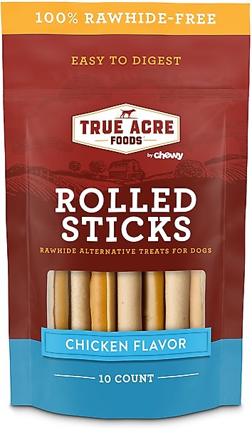 True Acre Foods Rawhide-Free Rolled Sticks Chicken Flavor Dog Treats, 10 count slide 1 of 9