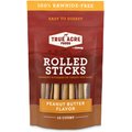 True Acre Foods Rawhide-Free Rolled Sticks Peanut Butter Flavor Dog Treats, 10 count