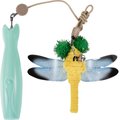 Penn-Plax Retractable Wand w/Dragonfly Toy, Metal Bell, & LED Mouse Light Cat Teaser
