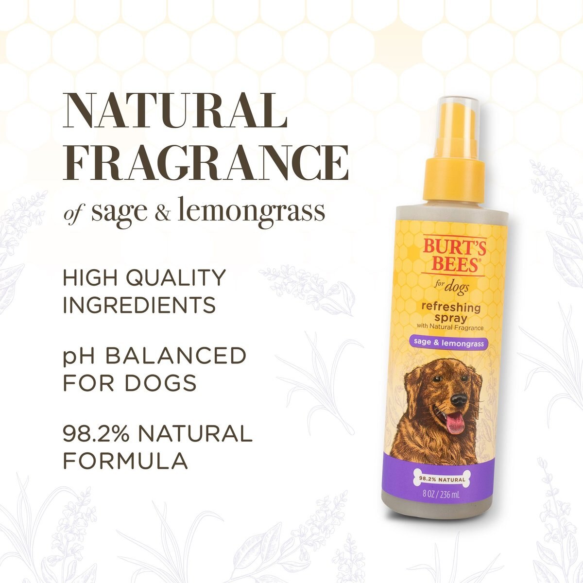 BURT'S BEES Sage & Lemongrass Scented Dog Deodorizing Spray, 8oz