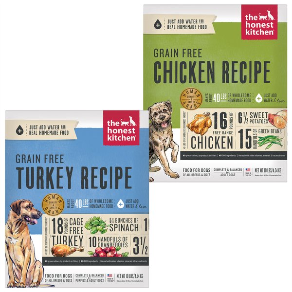 The Honest Kitchen Chicken Recipe + Turkey Recipe Dehydrated Dog Food slide 1 of 9