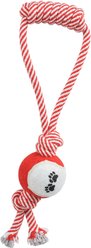 Pet Life Pull Away' Rope & Tennis Ball Dog Toy, Red