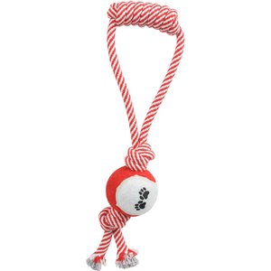Pet Life Pull Away' Rope & Tennis Ball Dog Toy, Red