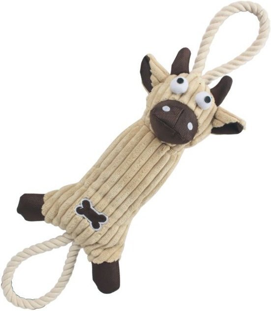Pet Life Jute & Rope Cow Plush Dog Toy