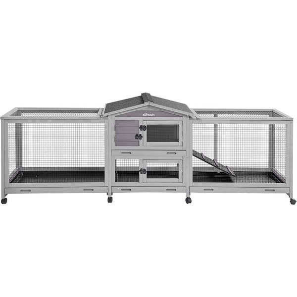 AIVITUVINAIR65 Indoor House Easy Moving Large Bunny Rabbit Hutch, Gray
