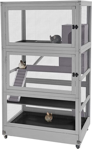 Aivituvin-AIR56 Large Wooden Chinchilla & Ferret Cage, Gray slide 1 of 8