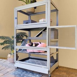 Aivituvin-AIR56 Large Wooden Chinchilla & Ferret Cage, Gray slide 2 of 7