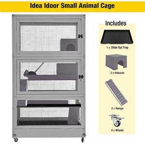 Aivituvin-AIR56 Large Wooden Chinchilla & Ferret Cage, Gray