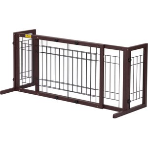 Coziwow Adjustable Freestanding Dog Gate, Brown