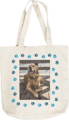 Tribe Socks Personalized Custom Dog & Cat Photo Paw Themed Tote Bag, Cream