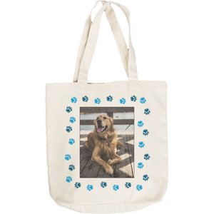 Tribe Socks Personalized Custom Dog & Cat Photo Paw Themed Tote Bag, Cream