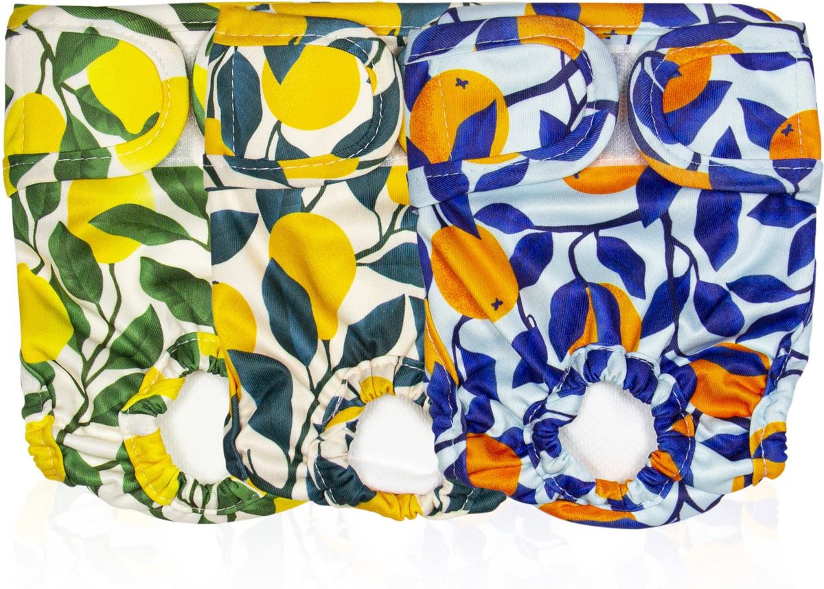 PET MAGASIN Reusable Washable Dog Diapers, 3 count, Botanical Fruit, X