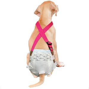 Paw Inspired Dog Diaper Suspenders, Pink, Medium/Large