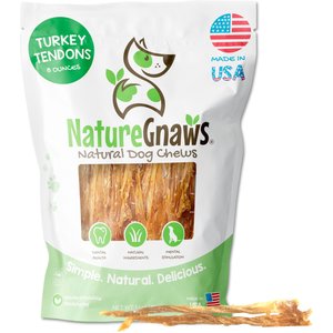 Nature Gnaws Natural Turkey Flavored Tendons Dog Chews, 8-oz bag