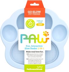 Pet Dream House PAW Mini 2-in-1 Cat & Dog Slow Feeder & Lick Pad, Small, Baby Blue