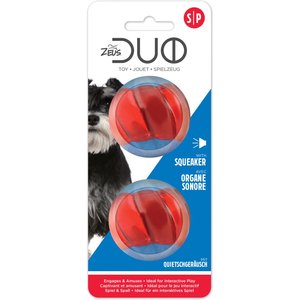 Zeus Duo Ball with Squeaker Dog Toy, 2-in, 2 count