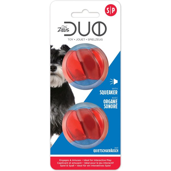 ZEUS Duo Ball with Squeaker Dog Toy, 2in, 2 count