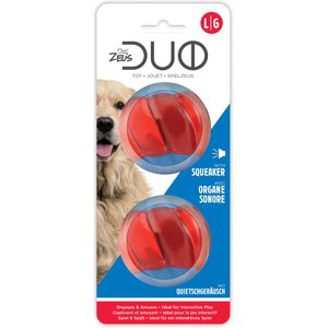 Zeus Duo Ball with Squeaker Dog Toy, 2.5-in, 2 count