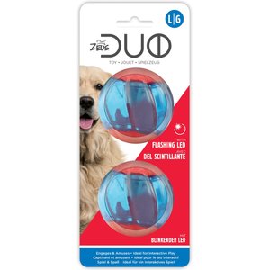 Zeus Duo Ball with LED Dog Toy, 2.5-in, 2 count