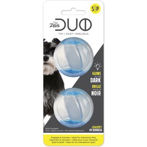 Zeus Duo Ball with Squeaker & Glow Dog Toy, 2-in, 2 count