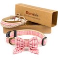 Pettsie Cotton Bow Tie Standard Dog Collar, Pink, Small