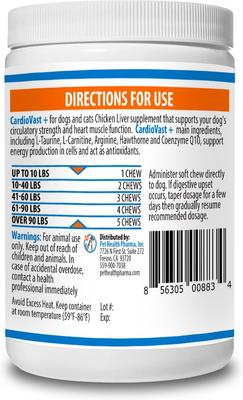 Show full view: Pet Health Pharma Cardiovast Heart Health Support Chicken Flavored Soft Chews Supplement for Cats & Dogs, 60 count slide 5 of 9