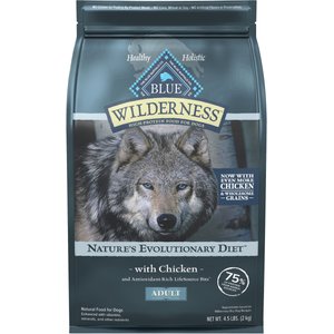 Blue Buffalo Wilderness Adult High Protein Natural Chicken & Wholesome Grains Dry Dog Food, 4.5-lb bag