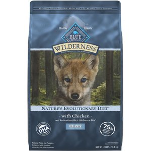 Blue Buffalo Wilderness Puppy High Protein Natural Chicken & Wholesome Grains Dry Dog Food, 24-lb bag