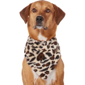 Frisco Leopard Faux Fur Dog & Cat Bandana, Medium/Large