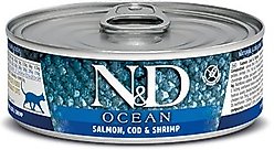Farmina N&D Ocean Salmon, Codfish & Shrimp Grain-Free Wet Cat Food, 2.46-oz can, case of 24