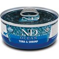 Farmina N&D Ocean Tuna & Shrimp Grain-Free Wet Cat Food, 2.46-oz can, case of 24