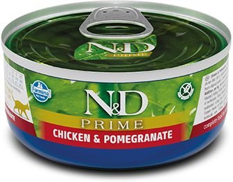Farmina N&D Prime Chicken & Pomegranate Grain-Free Wet Cat Food, 2.46-oz can, case of 24 slide 1 of 1