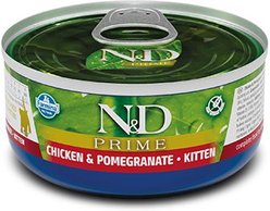 Farmina N&D Prime Chicken & Pomegranate Kitten Grain-Free Wet Cat Food, 2.46-oz can, case of 24