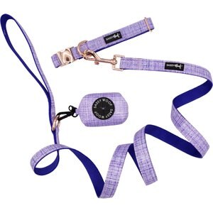 Sassy Woof Dog Waste Bag Holder, Collar, & Leash, 3 count, Purple, Large
