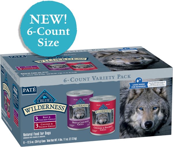 Blue Buffalo Wilderness Beef & Salmon Variety Pack Wet Dog Food,12.5-oz can, case of 6 slide 1 of 8