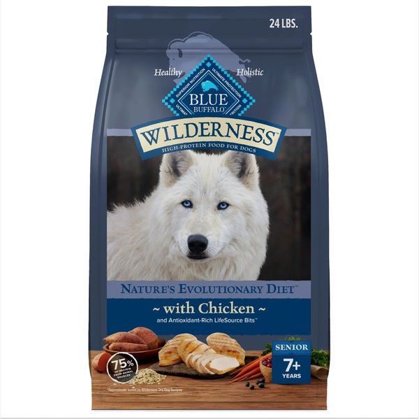 Blue Buffalo Wilderness Chicken Senior Dry Dog Food, 24-lb bag slide 1 of 10