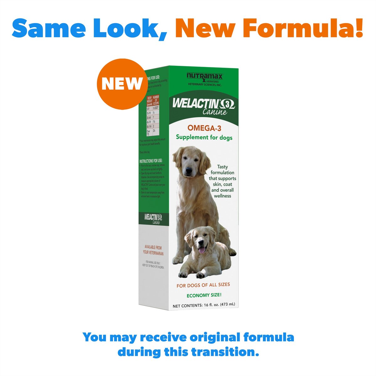 Nutramax Welactin Omega 3 Liquid Skin Coat Supplement for Dogs