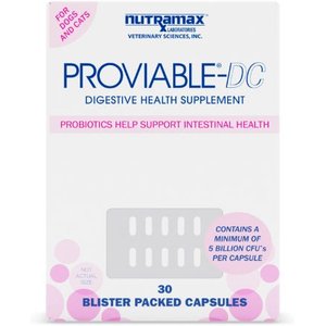 Nutramax Proviable Capsules with 7 Strains of Bacteria Digestive Health Supplement Multi-Strain Probiotics & Prebiotics for Cats & Dogs
