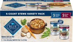 Blue Buffalo's Stew Chicken & Beef Variety Pack Wet Dog Food,12.5-oz can, case of 6