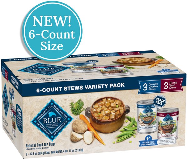 Blue Buffalo's Stew Chicken & Beef Variety Pack Wet Dog Food,12.5-oz can, case of 6 slide 1 of 8