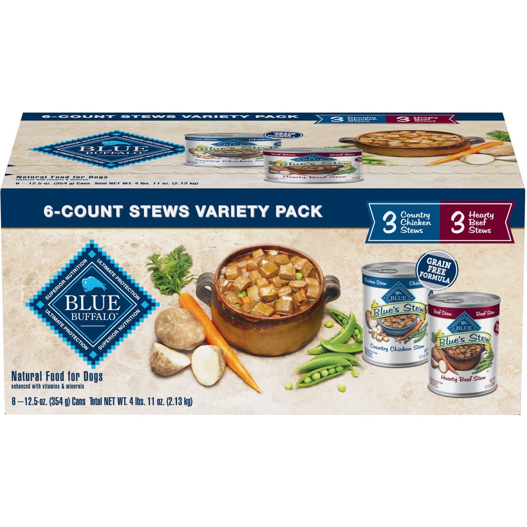 BLUE BUFFALO s Stew Chicken Beef Variety Pack Wet Dog Food 12.5