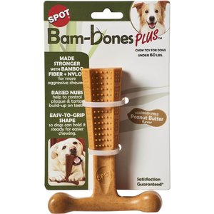 Ethical Pet Bambone Plus Peanut Butter Flavored Tough Chew Dog Toy, Tan, 6-in