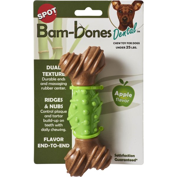 Ethical Pet Bambone Plus Peanut Butter Flavored Tough Chew Dog Toy, Tan